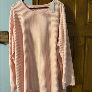 Croft & Barrow Light Pink Ribbed Sweatshirt